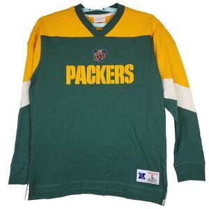 Green‎ Bay Packers Mitchell & Ness NFL L Large Crew Sweatshirt Green Yellow NWT